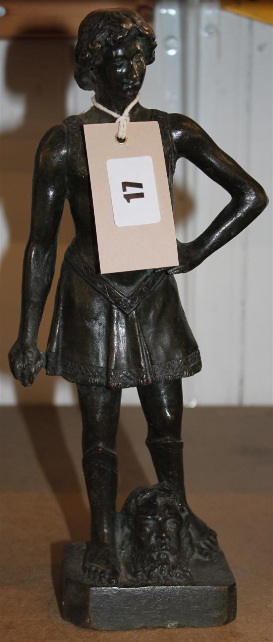 19th century bronze figure, David (a.f.)